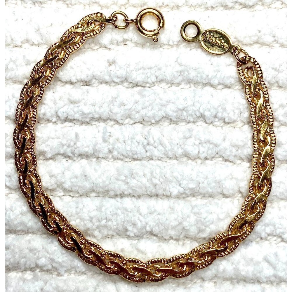 Vintage Napier Gold Tone Braided Bracelet Chain‎ Link Classic
